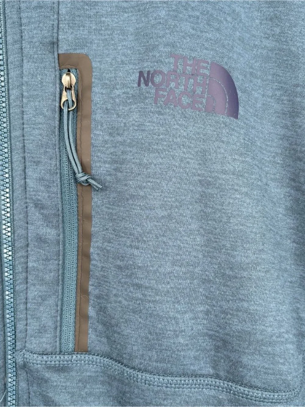 The North Face Men's Full-Zip Hooded Fleece Lined Jacket Large Blue/Teal Outdoor - Picture 3 of 8